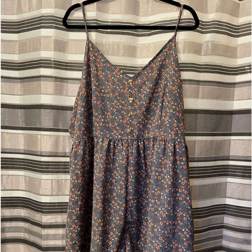 Blue flower SHEIN shirt length romper 2x